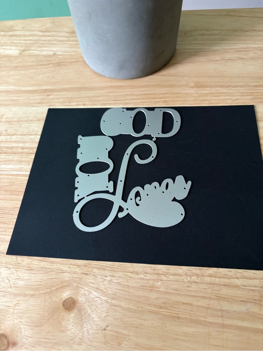 Silver Metal 'God Loves You'' Script Die Cut